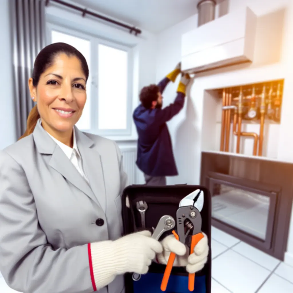 Professional heating engineer working on an installation